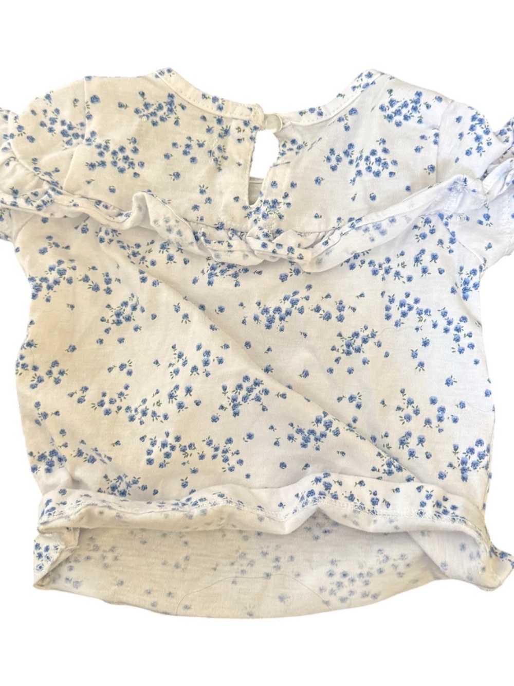 7 For All Mankind Light Blue Denim Overall Dress with White Floral Tee - Picture 5 of 7